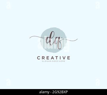 DQ Monogramma di bellezza del logo Femminile e design elegante del logo, logo di scrittura a mano della firma iniziale, matrimonio, moda, floreale e botanico con creativo Illustrazione Vettoriale