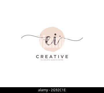 Ei monogramma di bellezza del logo femminile e design elegante del logo, logo di scrittura a mano della firma iniziale, matrimonio, moda, floreale e botanico con creativo Illustrazione Vettoriale