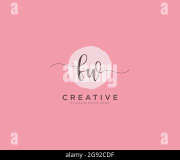 FW monogramma di bellezza del logo femminile e design elegante del logo, logo di scrittura a mano della firma iniziale, matrimonio, moda, floreale e botanico con creativo Illustrazione Vettoriale