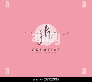 Logo JH Femminile monogramma di bellezza e design elegante logo, scritta a mano logo di firma iniziale, matrimonio, moda, floreale e botanico con creativo Illustrazione Vettoriale