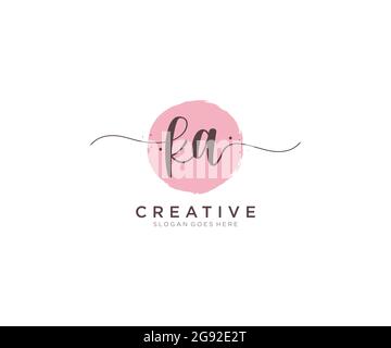 LOGO KA Femminile monogramma di bellezza e design elegante logo, scritta a mano logo di firma iniziale, matrimonio, moda, floreale e botanico con creativo Illustrazione Vettoriale