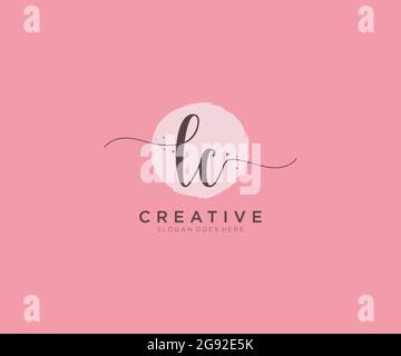 LC Monogramma di bellezza con logo femminile ed elegante design con logo, logo scritto a mano di firma iniziale, matrimonio, moda, floreale e botanico con creatività Illustrazione Vettoriale