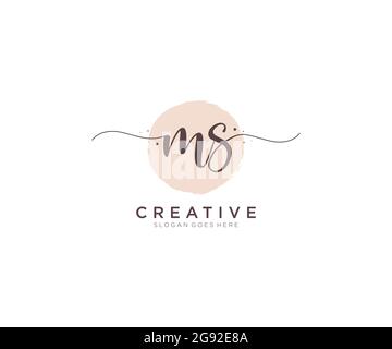 MS Monogramma di bellezza del logo Femminile e design elegante del logo, logo di scrittura a mano della firma iniziale, matrimonio, moda, floreale e botanico con creativo Illustrazione Vettoriale