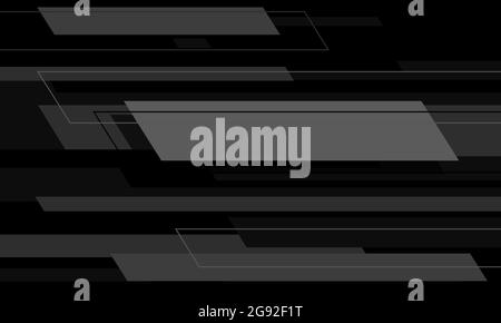 Astratta tecnologia grigia velocità geometrica su nero con spazio vuoto disegno moderno futuristico sfondo vettoriale illustrazione. Illustrazione Vettoriale