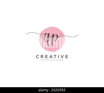 Monogramma di bellezza con logo femminile QP e design elegante con logo, logo scritto a mano della firma iniziale, matrimonio, moda, floreale e botanico con creatività Illustrazione Vettoriale