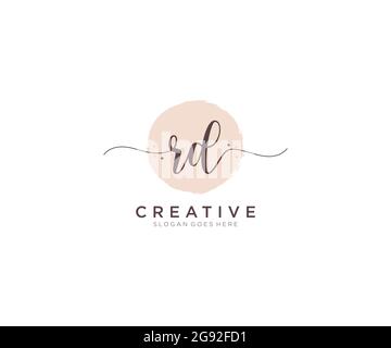 RD monogramma di bellezza del logo femminile e design elegante del logo, logo di scrittura a mano della firma iniziale, matrimonio, moda, floreale e botanico con creativo Illustrazione Vettoriale