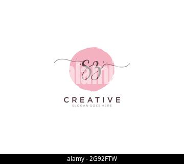 SZ Monogramma di bellezza del logo femminile e design elegante del logo, logo di scrittura a mano della firma iniziale, matrimonio, moda, floreale e botanico con creativo Illustrazione Vettoriale