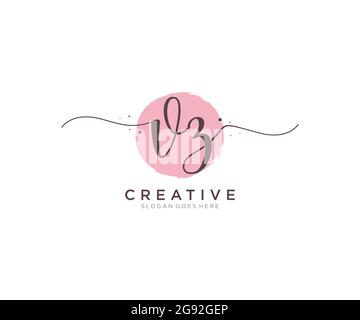 VZ monogramma di bellezza del logo femminile e design elegante del logo, logo di scrittura a mano della firma iniziale, matrimonio, moda, floreale e botanico con creativo Illustrazione Vettoriale