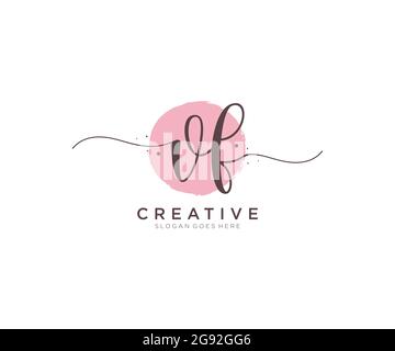 VF Monogramma di bellezza e logo femminile elegante design, scritta a mano logo di firma iniziale, matrimonio, moda, floreale e botanico con creativo Illustrazione Vettoriale