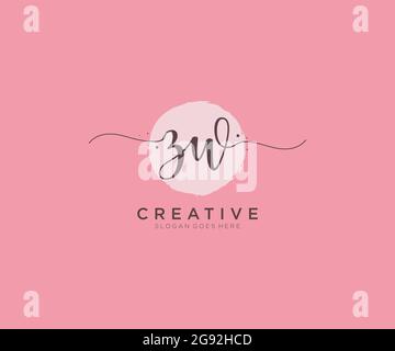 ZW Monogramma di bellezza del logo femminile e design elegante del logo, logo di scrittura a mano della firma iniziale, matrimonio, moda, floreale e botanico con creativo Illustrazione Vettoriale