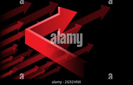 Freccia rossa astratta direzione su nero design moderno futuristico sfondo vettoriale illustrazione. Illustrazione Vettoriale