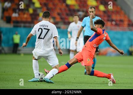 Florinel Coman FCSB durante la Conferenza UEFA gioco di Lega tra FCSB Bucarest vs Shakhtar Karagandy Kazahstan 22.07.2021, Bucarest , Romania Foto Stock