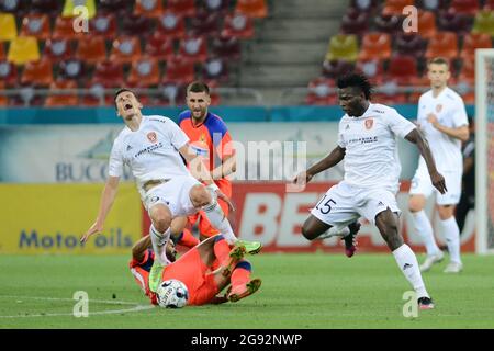 Alexandru Cretu durante la FCSB - SHAKHTAR KARAGANDY , UEFA Conference Cup match , Stadio Arena Nazionale, Bucarest , 22.07.2021 Foto Stock