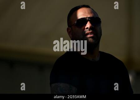 Auronzo di Cadore, Italia. 23 luglio 2021. Fabrizio Miccoli partecipa alla partita di calcio pre-stagione tra SS Lazio e US Triestina. SS Lazion ha vinto 5-2 su US Trientina. Credit: Nicolò campo/Alamy Live News Foto Stock