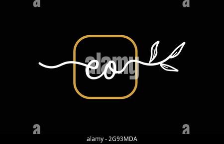 Lettere iniziali EO e OE scrittura a mano boho floreale monogramma botanico logo vettore icona minimalista design Illustrazione Vettoriale