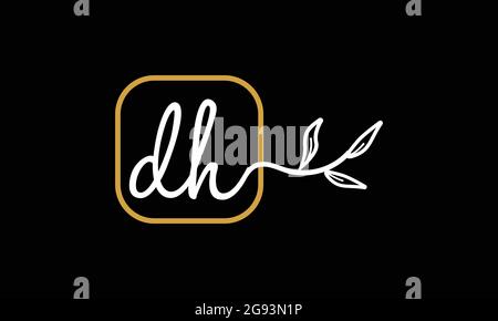 Lettere iniziali DH e HD calligrafia floreale boho logo botanico monogramma icona vettore minimalista design Illustrazione Vettoriale