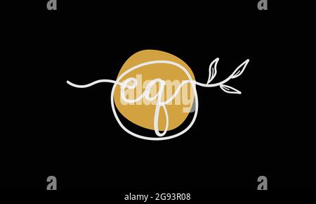Logo botanico in stile Letter EQ o QE boho in design piatto minimal Illustrazione Vettoriale