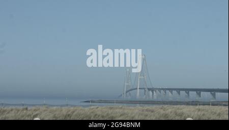 Il ponte della Grande cintura chiamato storebaelt in danese, Danimarca. Foto Stock