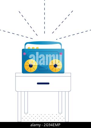 Informazioni sull'icona della linea del lettore di registrazione. Registra giocatore vettore illustrazione lineare, simbolo, segno. Immagine vettoriale piatta su sfondo bianco Illustrazione Vettoriale