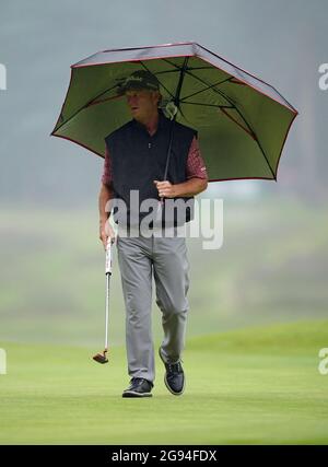 USA's Wes Short Jr. Il 5° giorno durante il terzo giorno del Senior Open, a Sunningdale Old Course, Berkshire. Data immagine: Sabato 24 luglio 2021. Foto Stock