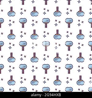 Pattern vettoriale senza giunture su tema dentale. Denti e attrezzature per dentisti. Utilizzato per sfondi, biglietti, sfondi. Illustrazione Vettoriale