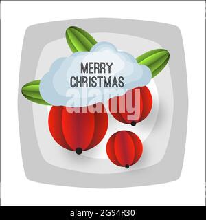 Illustrazione volumetrica vettoriale di un paesaggio invernale. Rollfinch su un ramo di Rowan. Neve e nevicate. Illustrazione Vettoriale