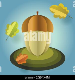 Vettore acorno di carta con foglie cadenti Illustrazione Vettoriale