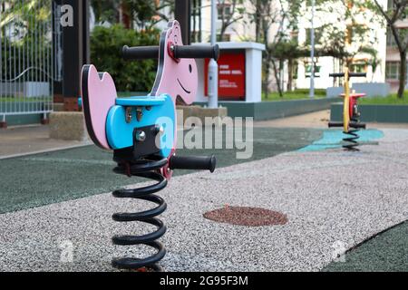 Vuoto Parco giochi per bambini a Singapore a causa di Covid-19 Pandemic Foto Stock