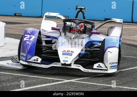 27 Dennis Jake (gbr), BMW i Andretti Motorsport, BMW IFE.21, azione durante l'ePrix di Londra 2021, 7° incontro del Campionato del mondo di Formula e 2020-21, sull'Excel Londra dal 24 al 25 luglio, a Londra, Regno Unito - Foto Xavi Bonilla/DPPI Foto Stock
