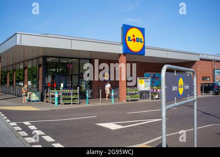 Lidl supermercato a Southampton Banister Road e Hulse Road Junction.Hampshire Inghilterra. Foto Stock