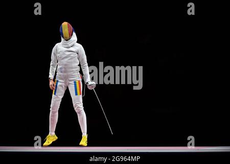 Ana Maria POPESCU (ROU), figura intera, figura intera, corpo intero, SUN Yiwen (CHN) contro Ana Maria POPESCU (ROU), azione, scherma finale, epee singolo donna, EPEE individuale donna il 24 luglio 2021 Olimpiadi estive 2020, dal 07/23 al 08.08.2021 a Tokyo/Giappone. Foto Stock