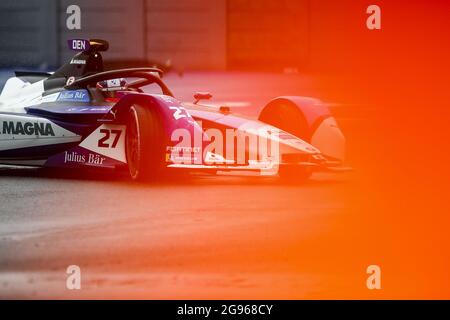 27 Dennis Jake (gbr), BMW i Andretti Motorsport, BMW IFE.21, azione durante l'ePrix di Londra 2021, 7° incontro del Campionato del mondo di Formula e 2020-21, sull'Excel Londra dal 24 al 25 luglio, a Londra, Regno Unito - Foto Xavi Bonilla/DPPI Foto Stock