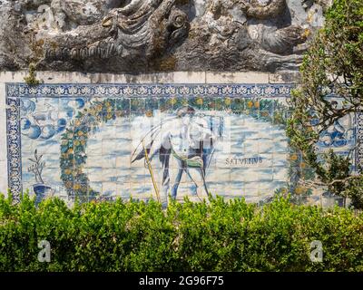 Fronteira Palace piastrelle da giardino con un'allegoria al pianeta Saturno Foto Stock