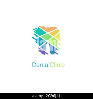 Concetto di logo dentistico stilizzato in clinica dentale per il branding medico Illustrazione Vettoriale