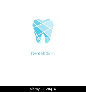 Studio dentistico stilizzato dente blu logo concetto per il marchio medico Illustrazione Vettoriale