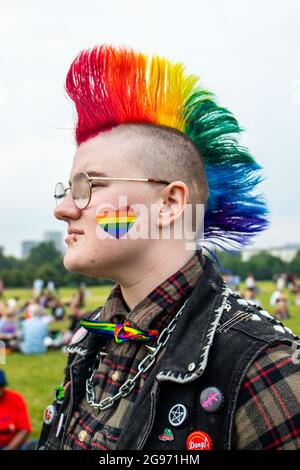 LONDRA, INGHILTERRA, LUGLIO 24 2021 rivendica la protesta di Pride in Hyde Park Credit: Lucy North/Alamy Live News Foto Stock