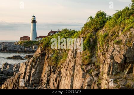 Portland Head Light, Cape Elizabeth, Maine Foto Stock