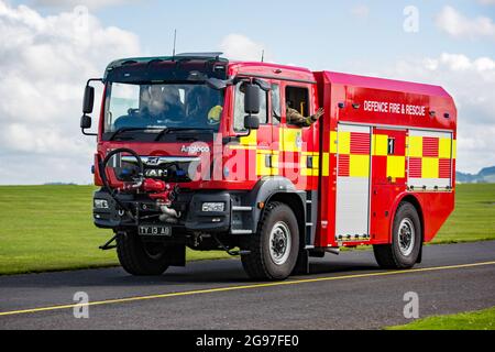 Il 7 luglio 2021, l'apparecchio antincendio Airfield presso l'aeroporto AAC Middle Wallop di Hampshire, Regno Unito. Foto Stock
