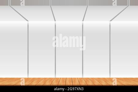 tavolo in legno e luce bianca nella camera studio Illustrazione Vettoriale
