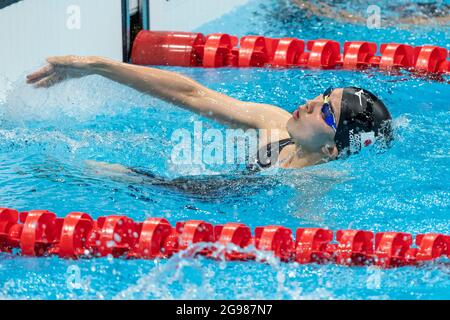 Tokyo, Giappone. 25 luglio 2021. TOKYO, GIAPPONE - LUGLIO 25: Yui Ohashi del Giappone in competizione con le donne 400m individuale Medley finale durante i Giochi Olimpici di Tokyo 2020 al Tokyo Aquatics Center il 25 Luglio 2021 a Tokyo, Giappone (Foto di Giorgio Scala/Deepbluemedia/Insifefoto) Credit: Insdefoto srl/Alamy Live News Foto Stock