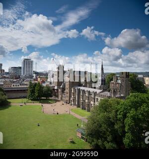 La vista dal Torrione al Castello di Cardiff Foto Stock