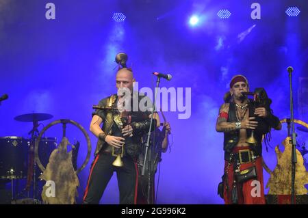 Musicisti al Festival medievale di Bueckeburg, Germania 2016 Foto Stock