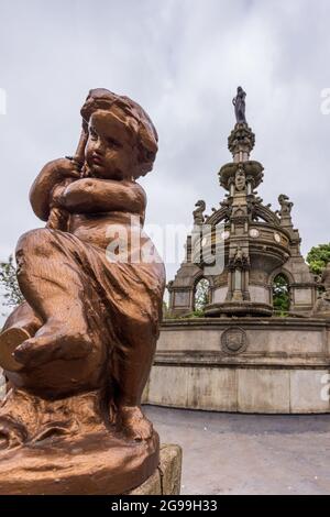 La Stewart fontana commemorativa in Kelvingrove Park a Glasgow Foto Stock