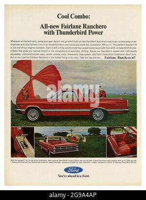 Ford Fairlane Ranchero (1967) - Vintage advertising of classic American car Foto Stock
