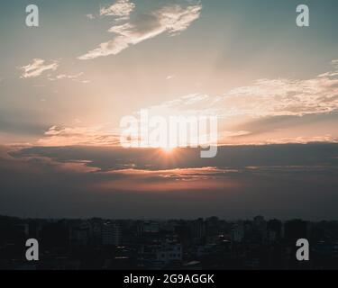 Una giornata incredibile, si conclude con un colpo quando il sole si stabilisce. Foto Stock