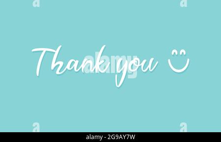 Slogan grazie con sorriso. Ispirazione, motivazione, messaggio emotivo. Citazione vettoriale piatta. Illustrazione Vettoriale