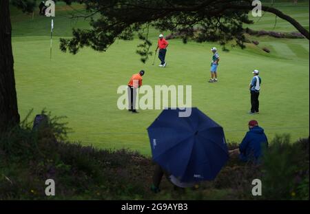 USA's Wes Short Jr. Mettendo sul 12 ° verde durante il quarto giorno del Senior Open, a Sunningdale Old Course, Berkshire. Data immagine: Domenica 25 luglio 2021. Foto Stock