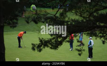 USA's Wes Short Jr. Mettendo sul 12 ° verde durante il quarto giorno del Senior Open, a Sunningdale Old Course, Berkshire. Data immagine: Domenica 25 luglio 2021. Foto Stock