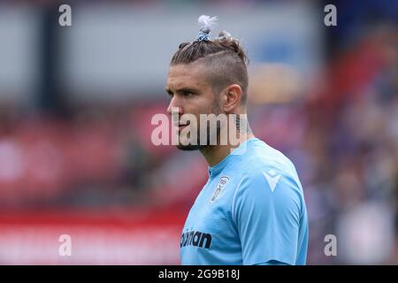 ROTTERDAM, PAESI BASSI - LUGLIO 25: Portiere Alexandros Paschalakis di PAOK Salonicco durante la partita di Club friendly tra Feyenoord e PAOK Salonicco a de Kuip il 25 luglio 2021 a Rotterdam, Paesi Bassi (Foto di Herman Dingler/Orange Pictures) Credit: Orange Pics BV/Alamy Live News Foto Stock