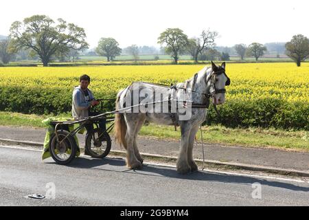 Famiglia Romany a Sutton Maddock nello Shropshire Inghilterra Regno Unito Foto Stock